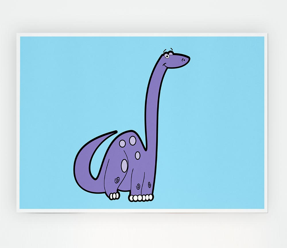 Tall Dinosaur Baby Blue Print Poster Wall Art