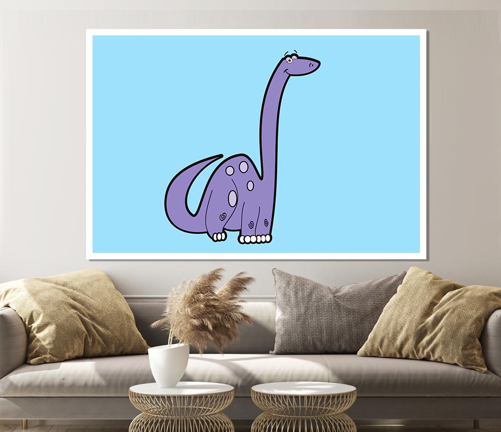 Tall Dinosaur Baby Blue Print Poster Wall Art