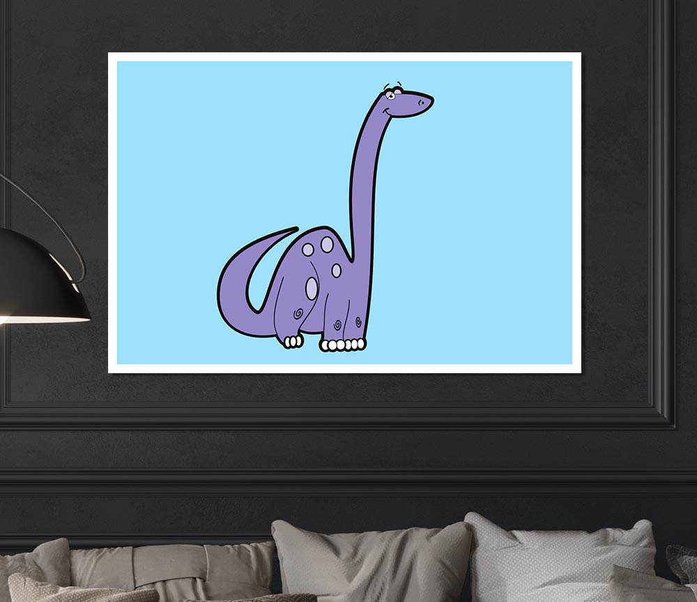 Tall Dinosaur Baby Blue Print Poster Wall Art