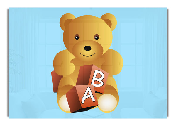 Teddy Bear Alphabet Blocks Baby Blue