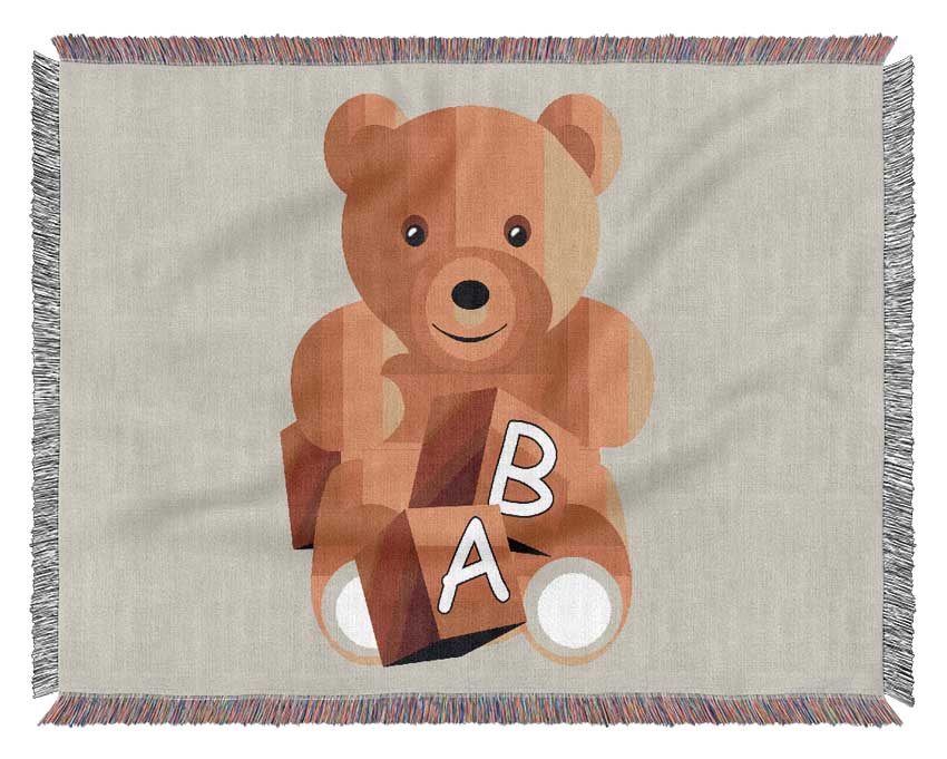 Teddy Bear Alphabet Blocks Lilac Woven Blanket