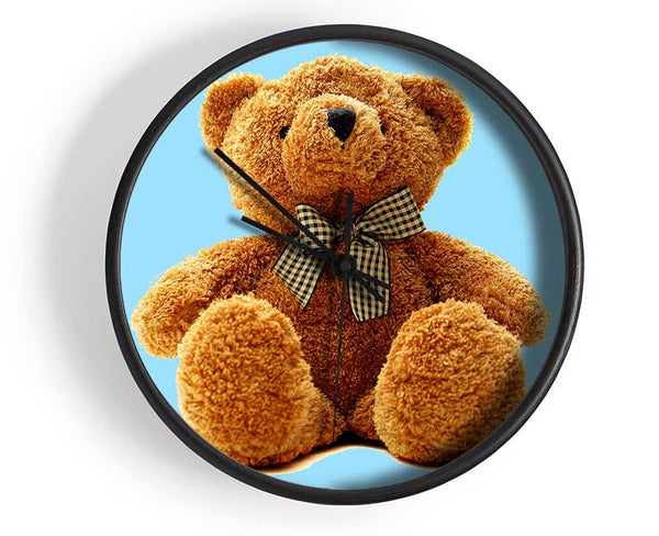 Teddy Bear Bow Baby Blue Clock - Wallart-Direct UK