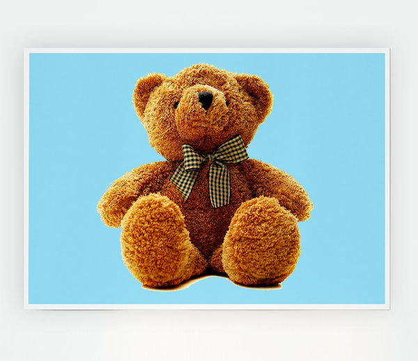 Teddy Bear Bow Baby Blue Print Poster Wall Art