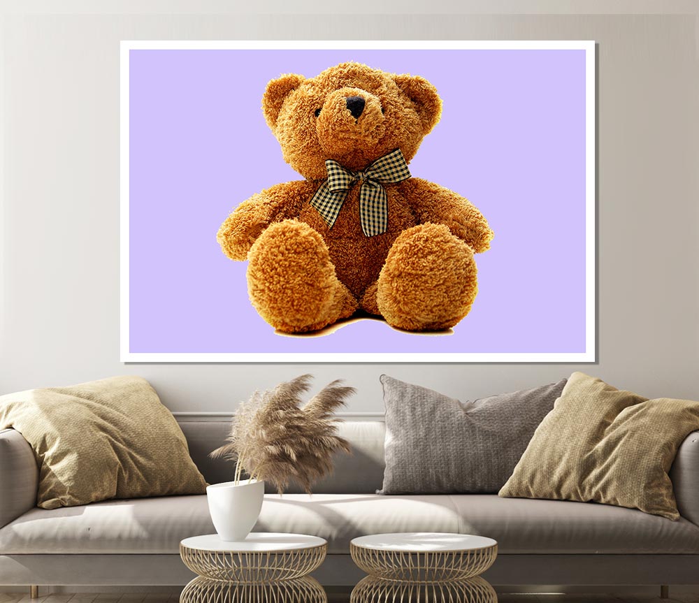 Teddy Bear Bow Lilac Print Poster Wall Art