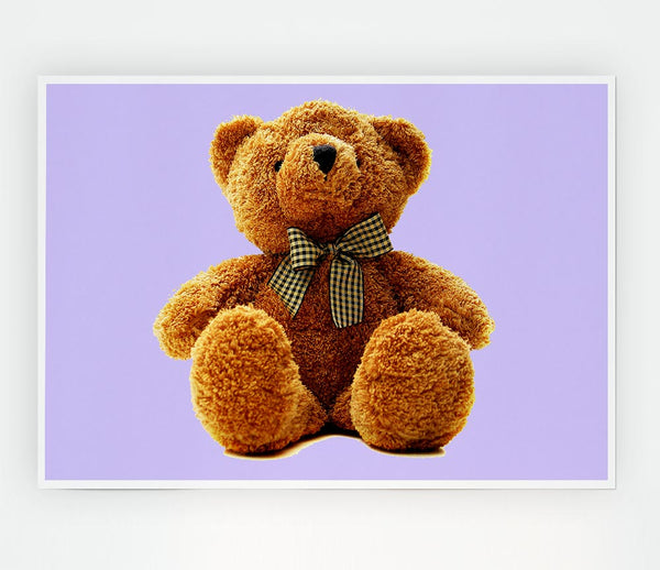 Teddy Bear Bow Lilac Print Poster Wall Art