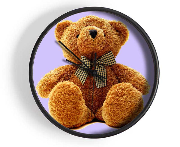 Teddy Bear Bow Lilac Clock - Wallart-Direct UK