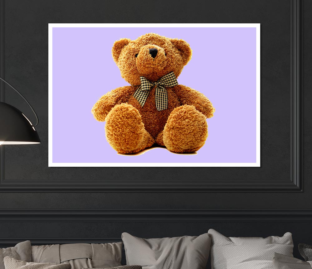 Teddy Bear Bow Lilac Print Poster Wall Art