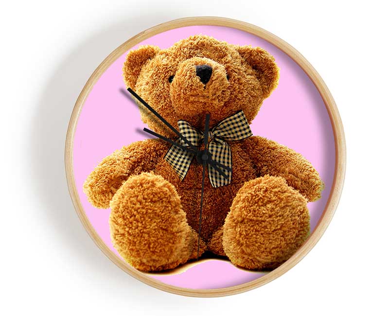 Teddy Bear Bow Pink Clock - Wallart-Direct UK