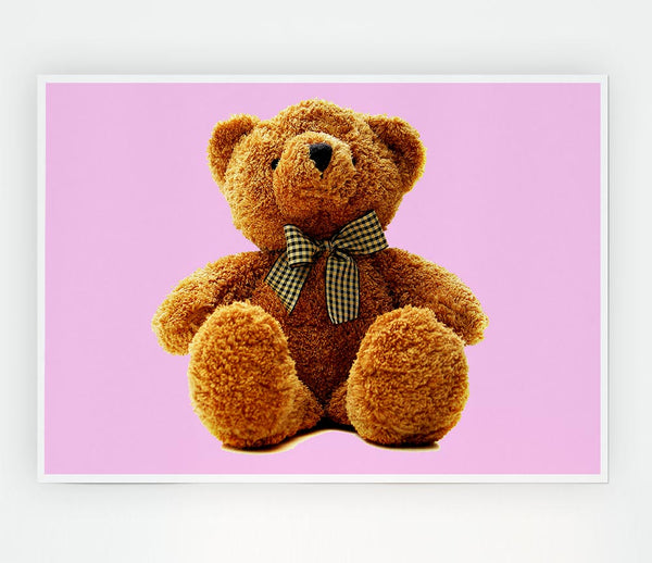 Teddy Bear Bow Pink Print Poster Wall Art