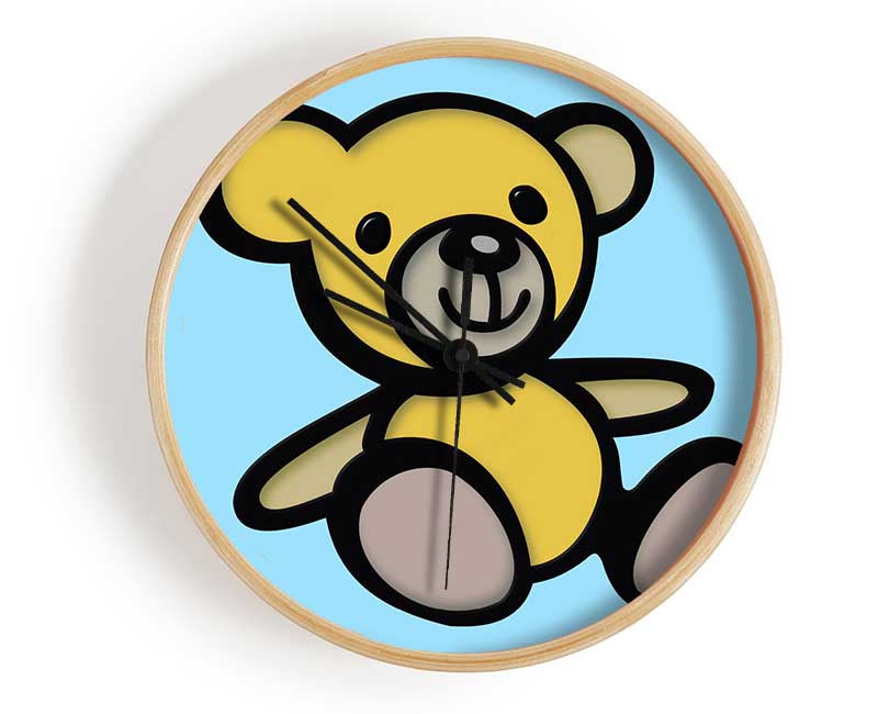 Teddy Bear Cartoon Baby Blue Clock - Wallart-Direct UK