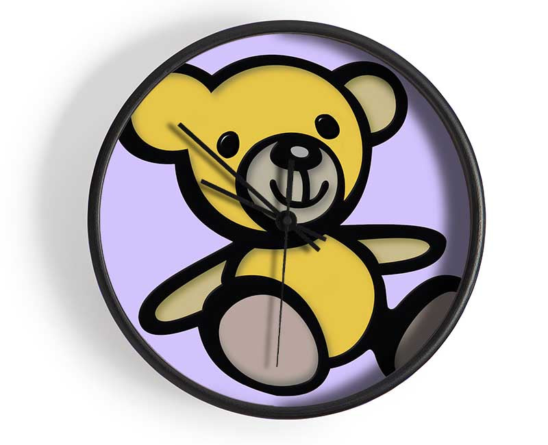 Teddy Bear Cartoon Lilac Clock - Wallart-Direct UK