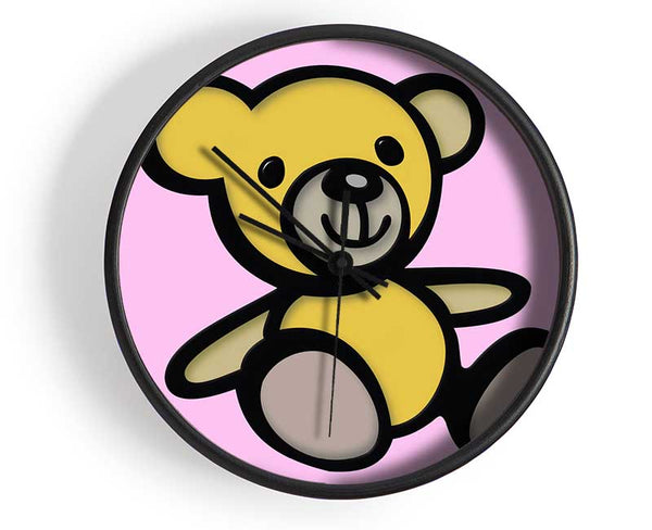 Teddy Bear Cartoon Pink Clock - Wallart-Direct UK