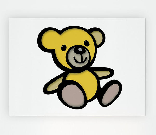 Teddy Bear Cartoon White Print Poster Wall Art