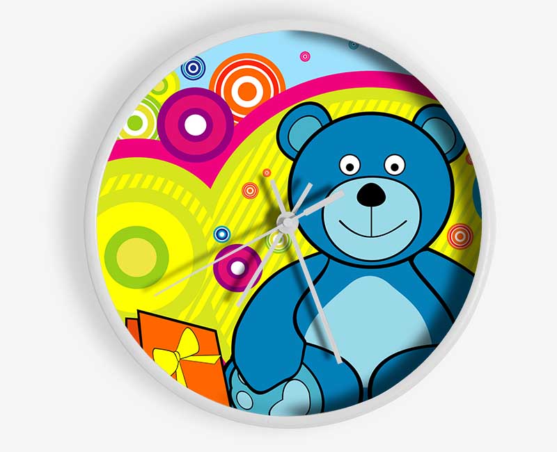 Teddy Bear Circles Baby Blue Clock - Wallart-Direct UK