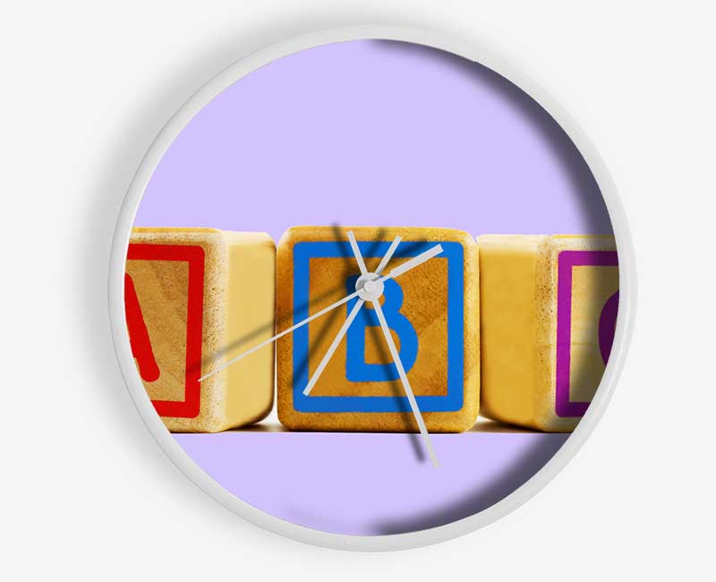 Three Alphabet Blocks Lilac Clock - Wallart-Direct UK