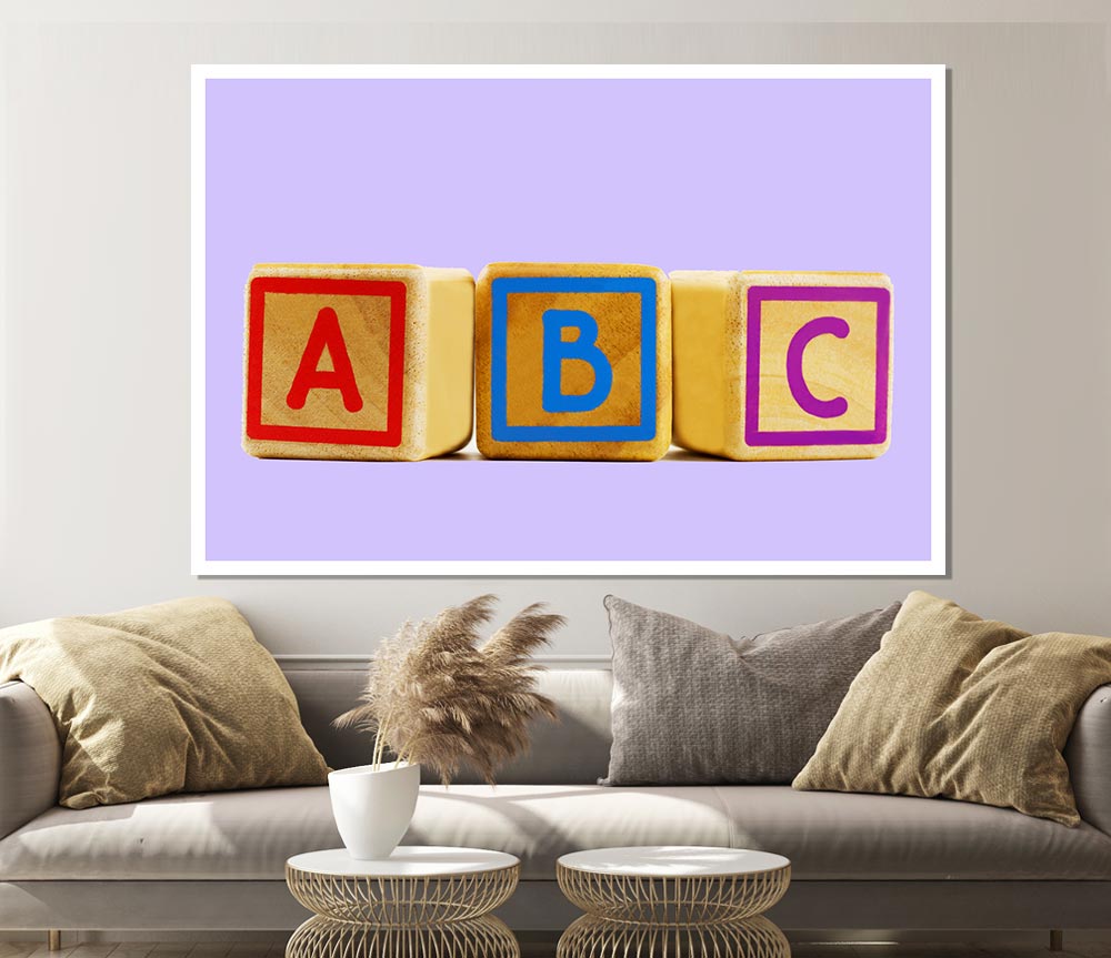 Three Alphabet Blocks Lilac Print Poster Wall Art