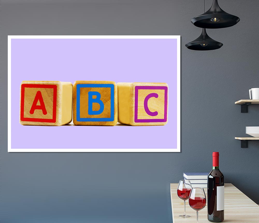 Three Alphabet Blocks Lilac Print Poster Wall Art