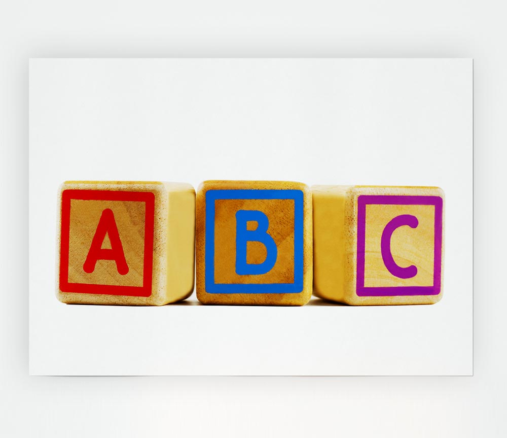 Three Alphabet Blocks White Print Poster Wall Art