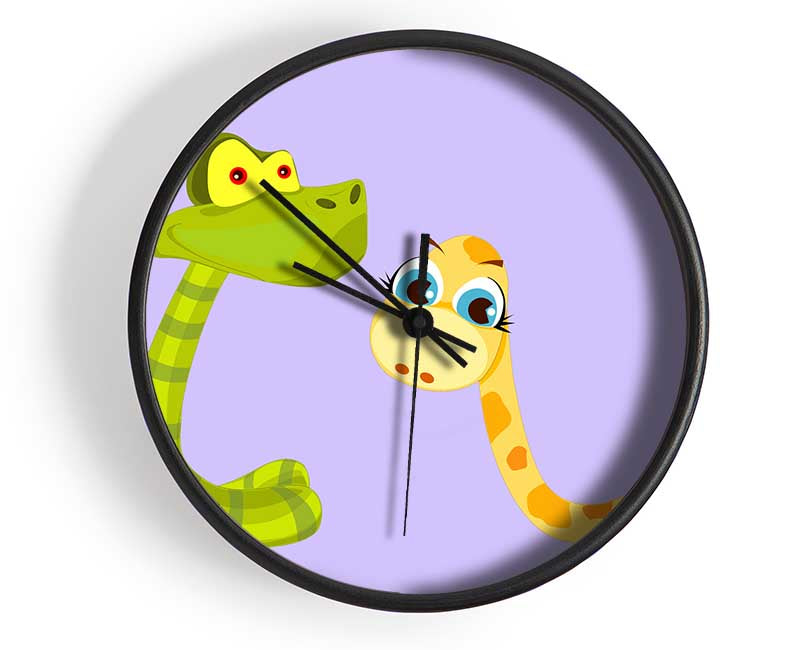 Two Snakes Lilac Clock - Wallart-Direct UK