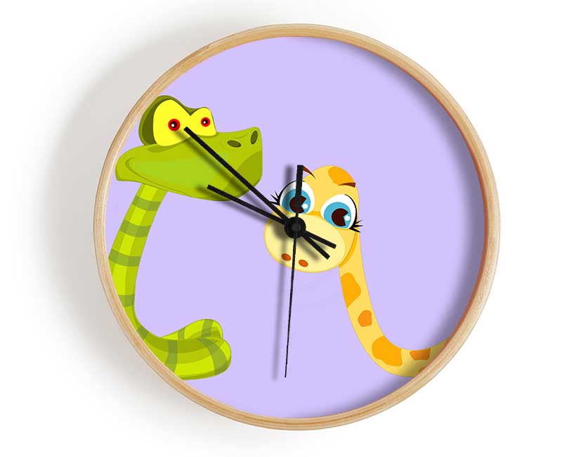 Two Snakes Lilac Clock - Wallart-Direct UK