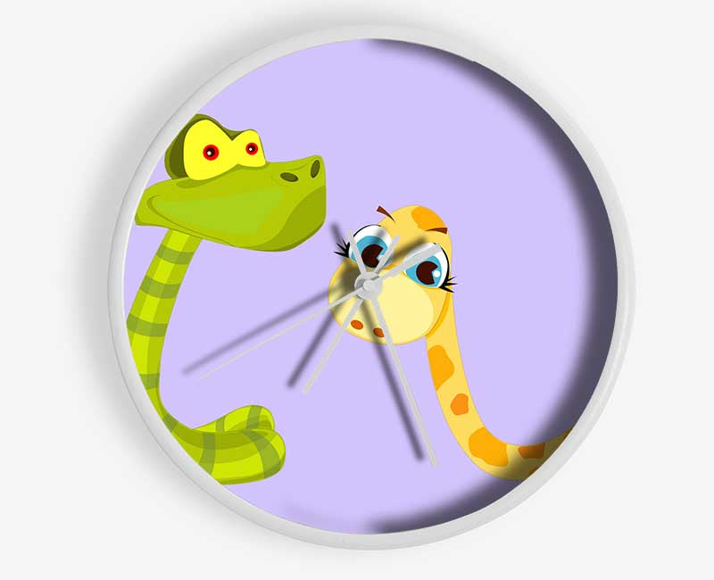 Two Snakes Lilac Clock - Wallart-Direct UK