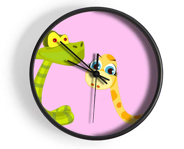 Two Snakes Pink Clock - Wallart-Direct UK