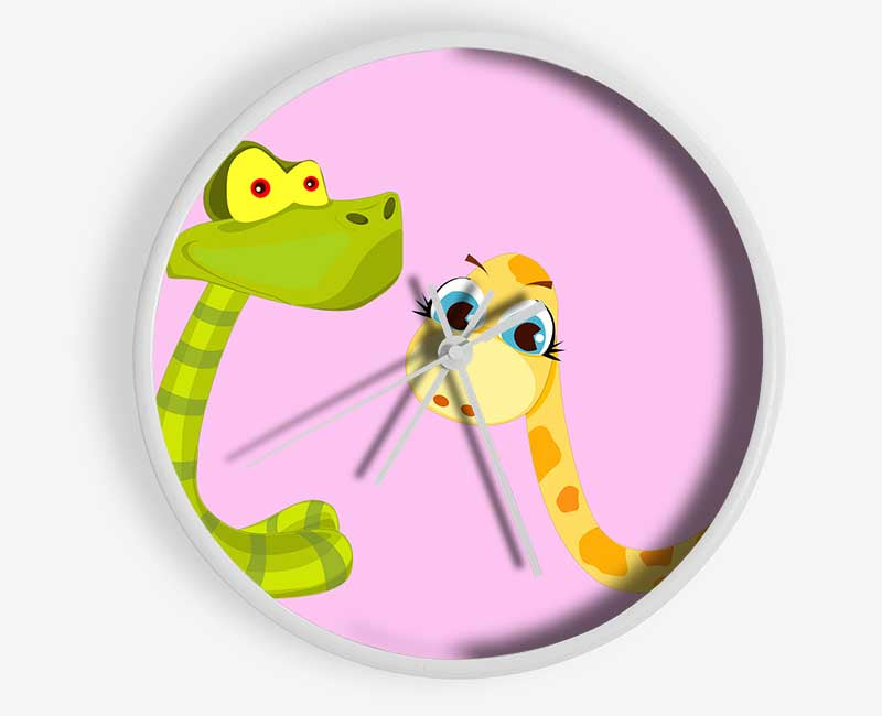 Two Snakes Pink Clock - Wallart-Direct UK