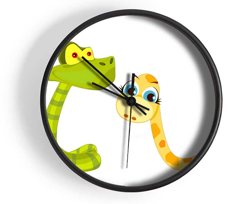 Two Snakes White Clock - Wallart-Direct UK