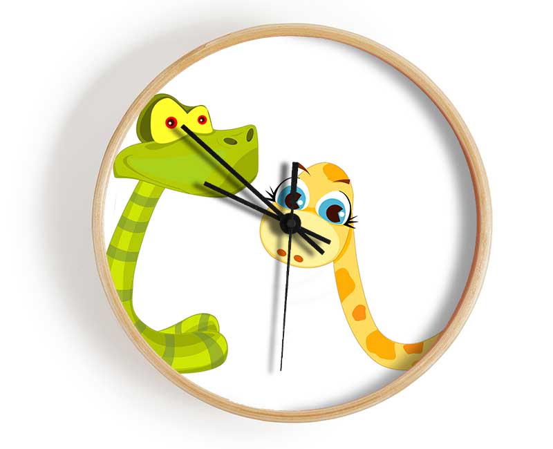 Two Snakes White Clock - Wallart-Direct UK