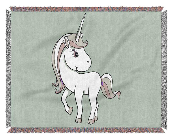 Unicorn Walking Baby Blue Woven Blanket