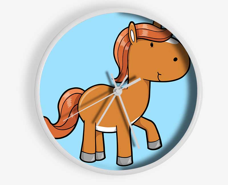 Walking Pony Horse Baby Blue Clock - Wallart-Direct UK