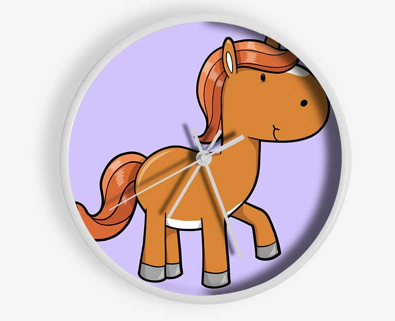 Walking Pony Horse Lilac Clock - Wallart-Direct UK