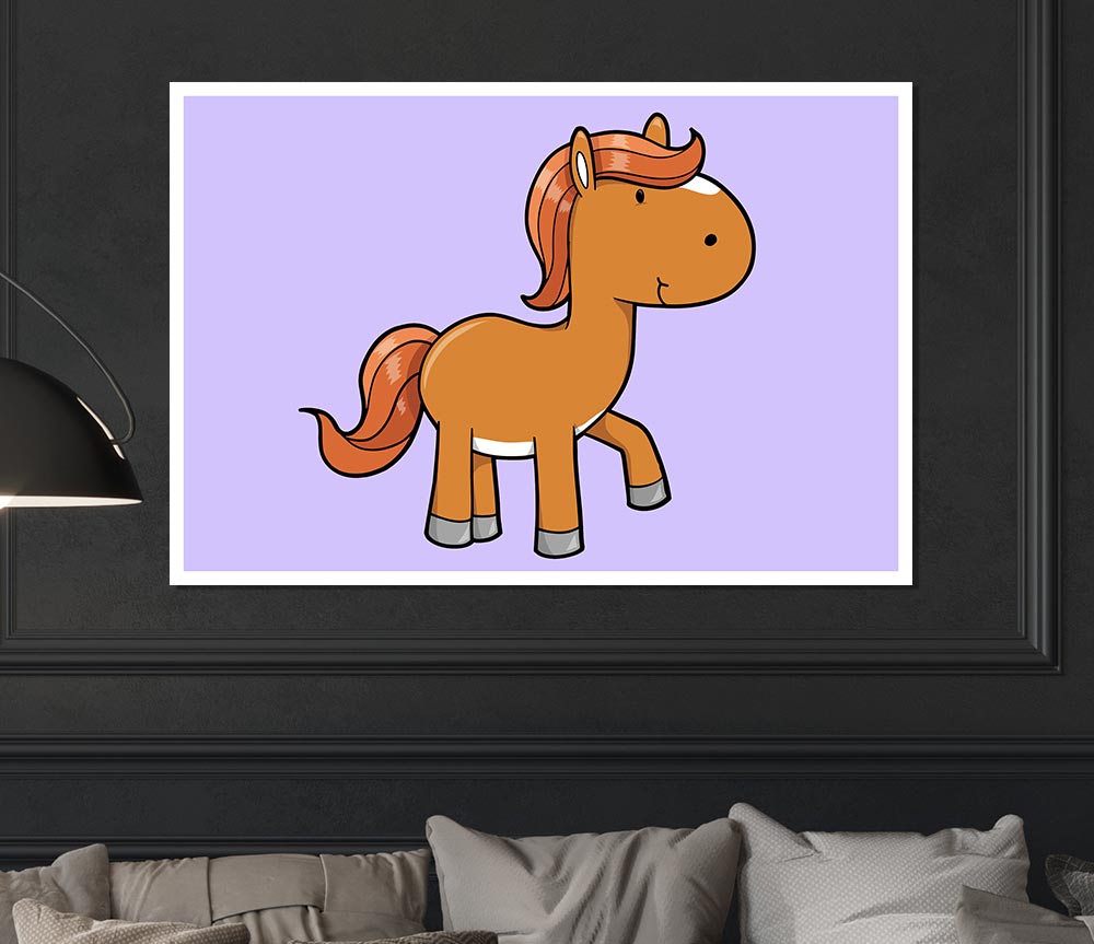 Walking Pony Horse Lilac Print Poster Wall Art