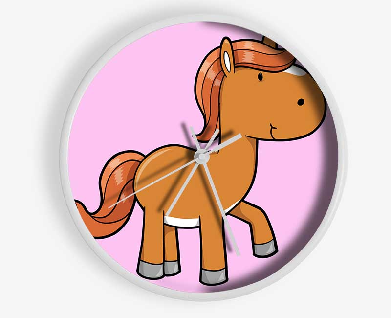 Walking Pony Horse Pink Clock - Wallart-Direct UK