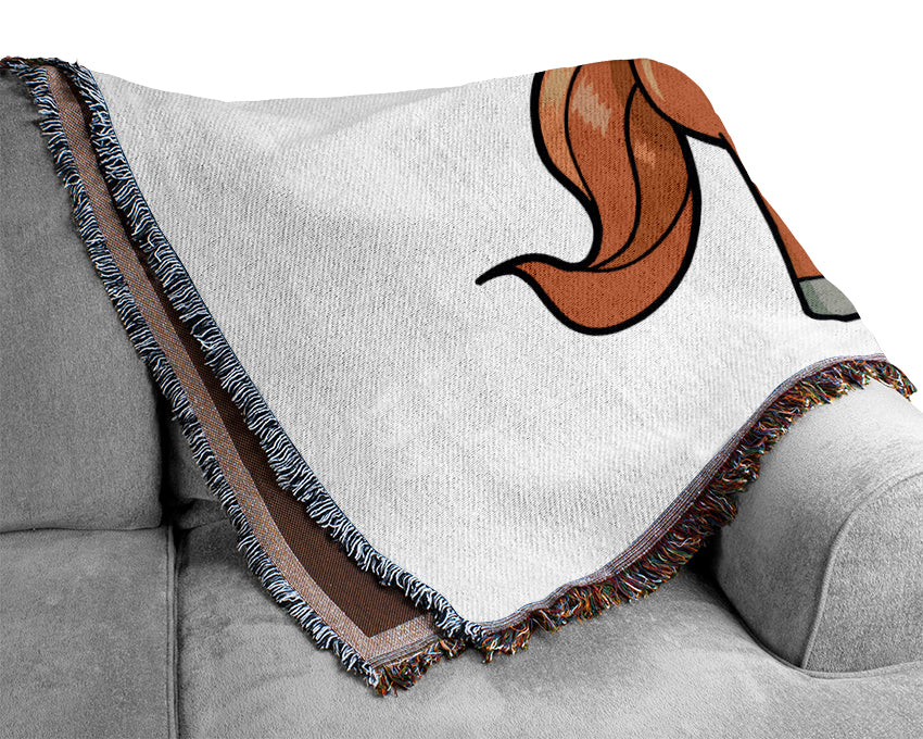 Walking Pony Horse White Woven Blanket