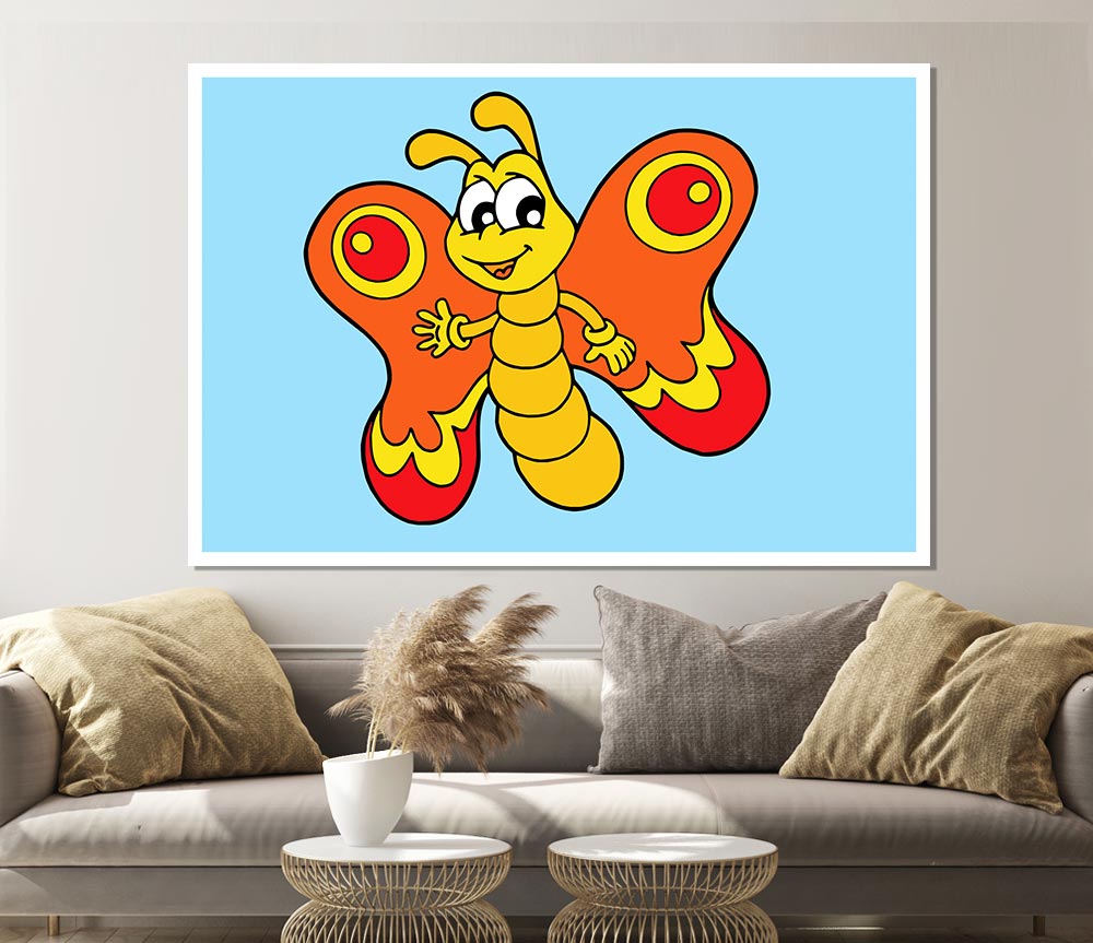 Waving Butterfly Baby Blue Print Poster Wall Art