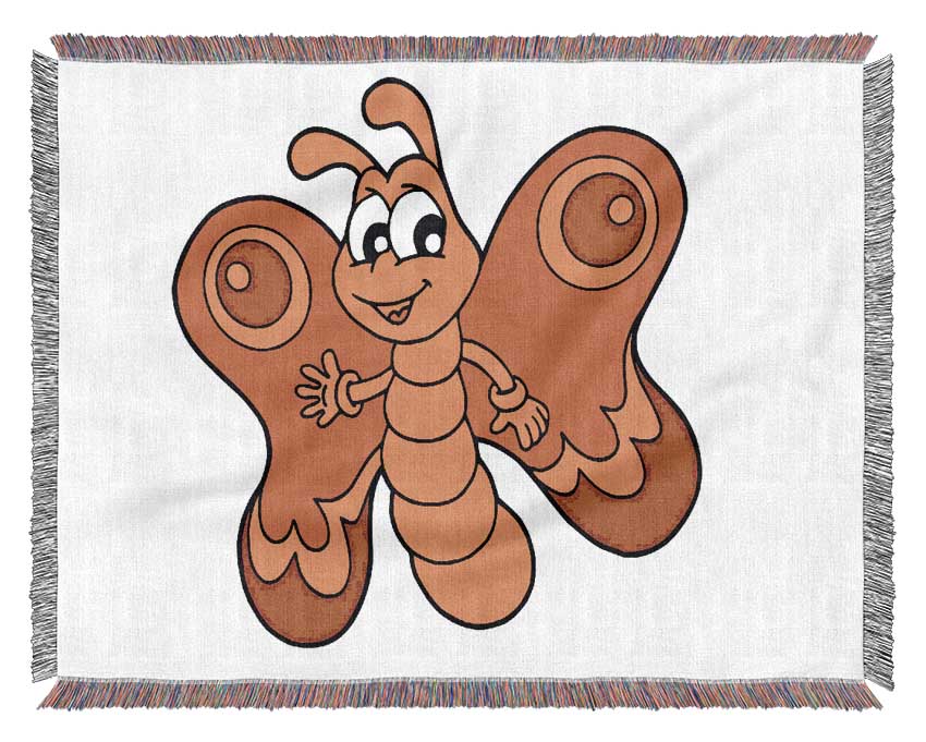 Waving Butterfly White Woven Blanket