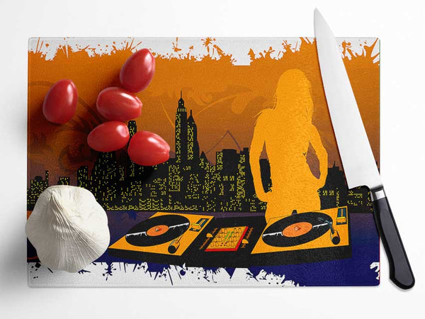 Dj City Babe Orange Glass Chopping Board