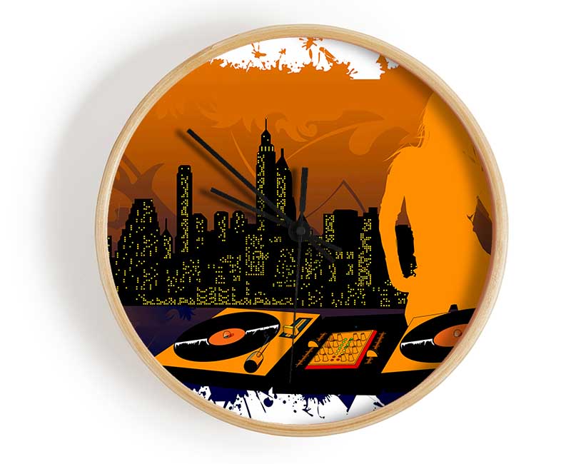 Dj City Babe Orange Clock - Wallart-Direct UK