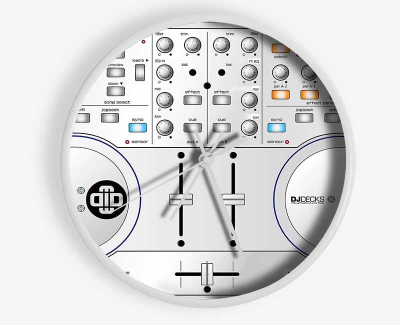 Dj Decks White Clock - Wallart-Direct UK