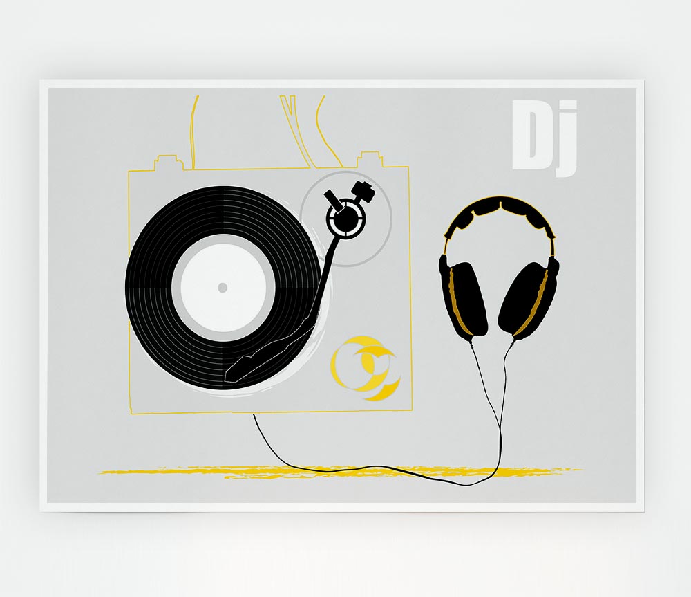 Dj Turn Style And Headphones Print Poster Wall Art