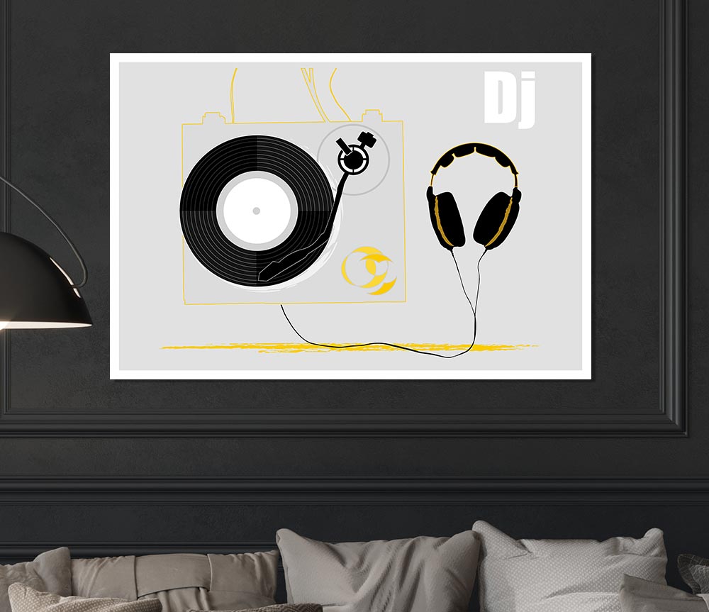 Dj Turn Style And Headphones Print Poster Wall Art