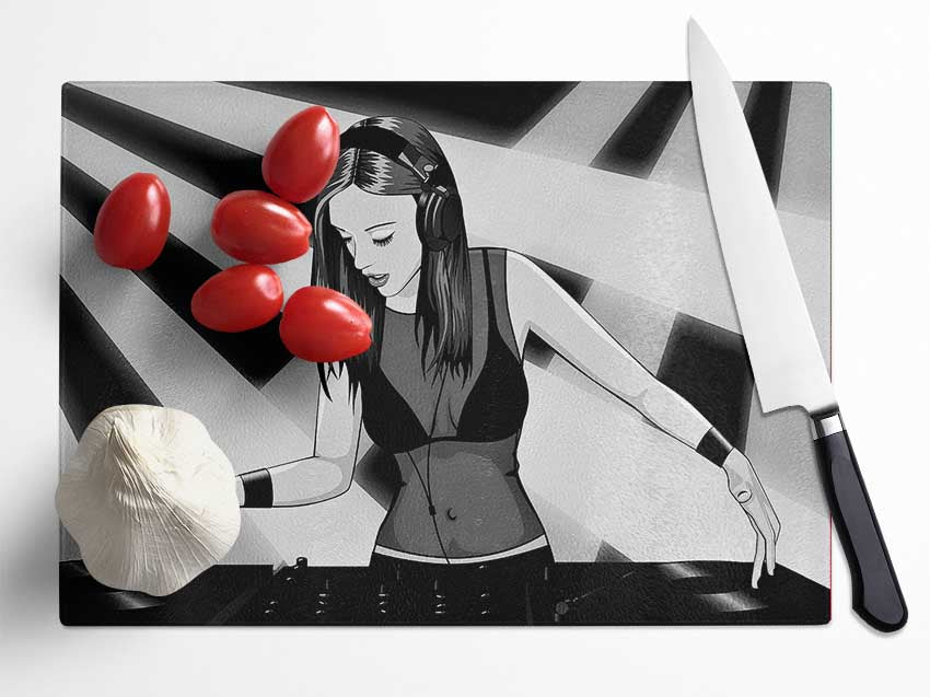 Dj Woman Glass Chopping Board