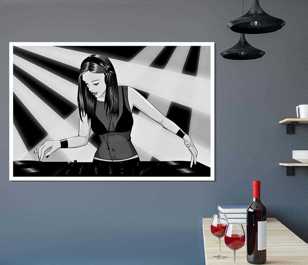 Dj Woman Print Poster Wall Art