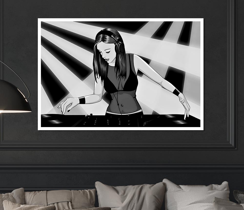 Dj Woman Print Poster Wall Art