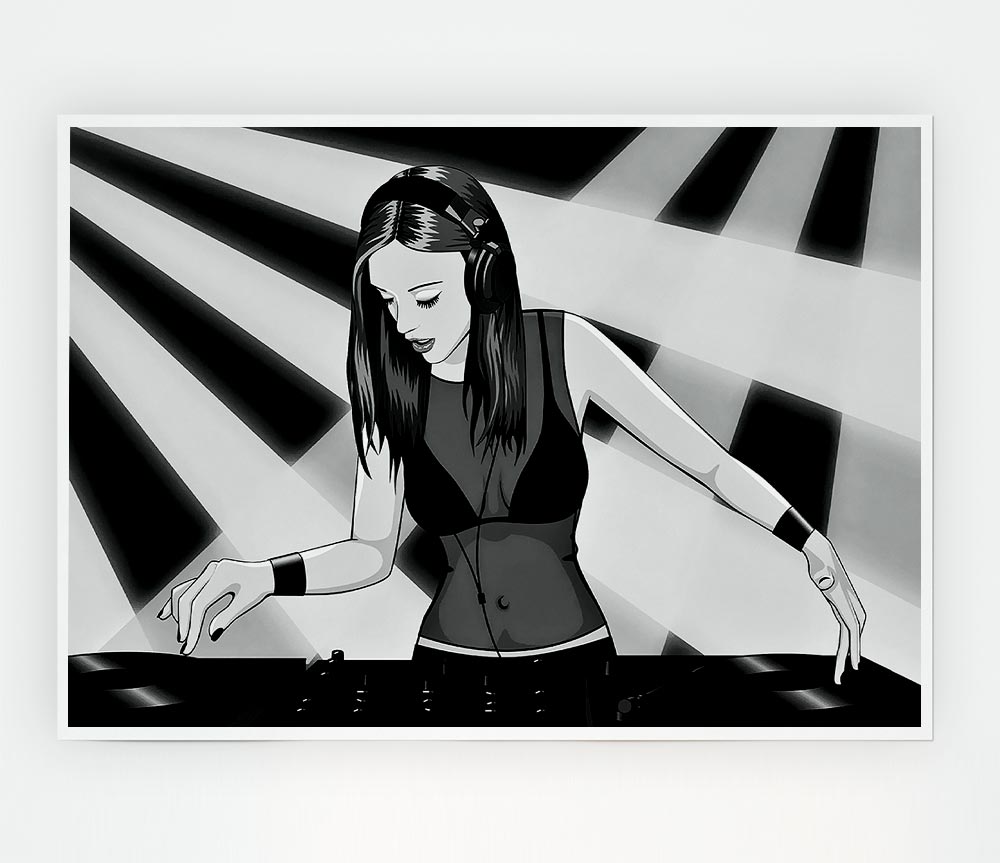 Dj Woman Print Poster Wall Art