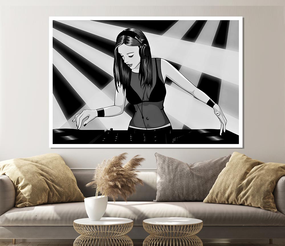 Dj Woman Print Poster Wall Art