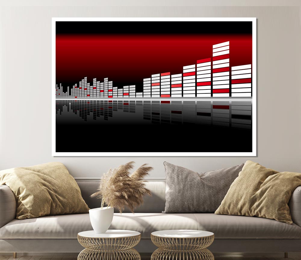 Graphic Equalizer Red Print Poster Wall Art