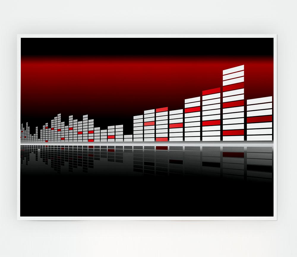 Graphic Equalizer Red Print Poster Wall Art