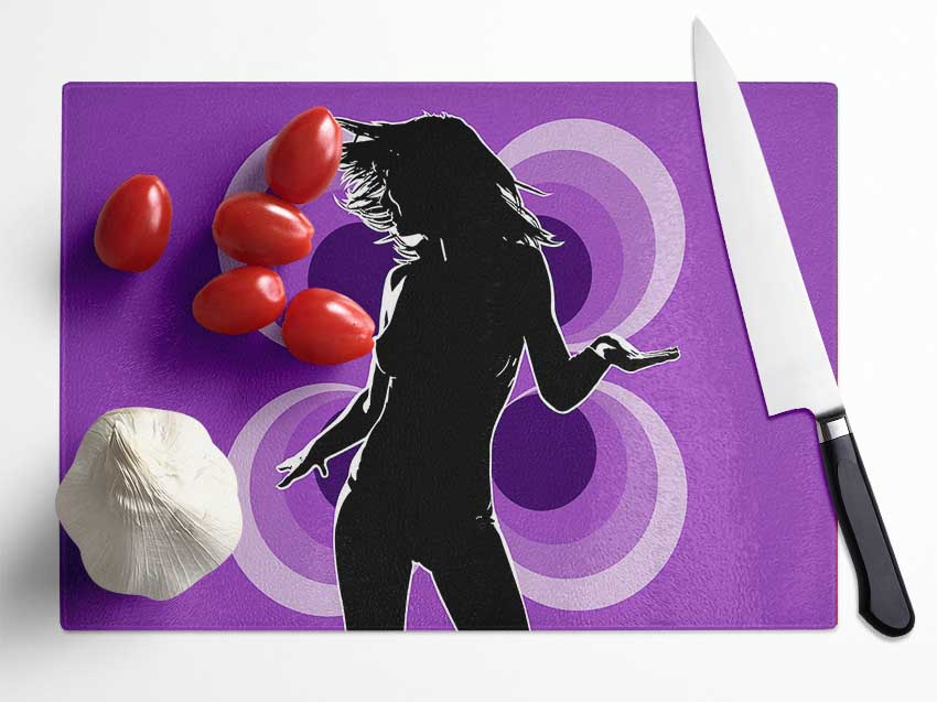 Purple Disco Diva Glass Chopping Board